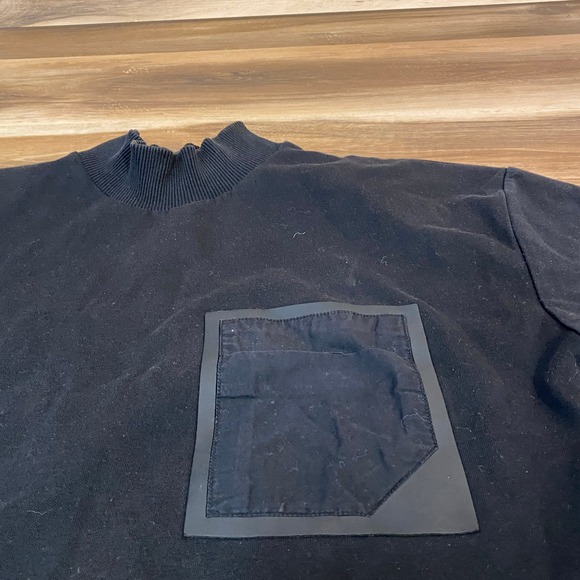 Zara Mens Black Mock Neck T-Shirt Mens Small Contrast Technical Pocket - Picture 4 of 7
